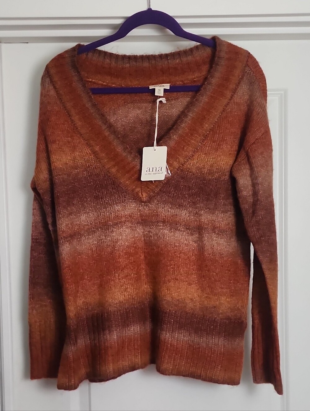 NWT a.n.a Ombre V-Neck Sweater in Rust and Brown